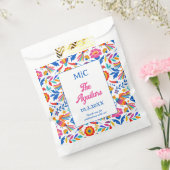 Aangepaste Monogram Folk Art Floral Fiesta Bruilof Bedankzakje (Gezegeld)