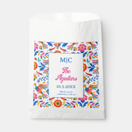 Aangepaste Monogram Folk Art Floral Fiesta Bruilof Bedankzakje