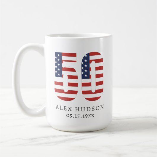 Aangepaste Monogram Foto 50ste Verjaardag van de o Koffiemok (Links)