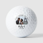 Aangepaste Monogram Foto Art Deco Wedding Golf Bal (Voorkant)