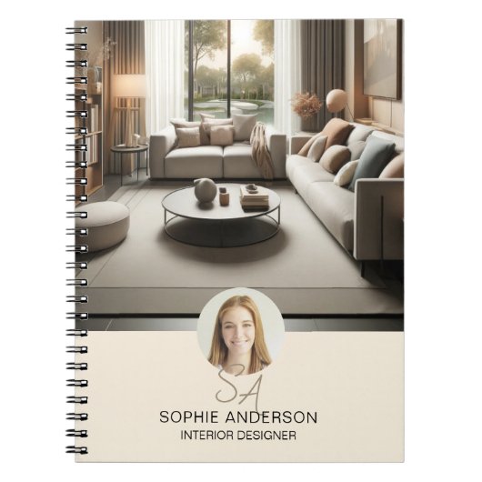 Aangepaste Monogram Foto Interieur Ontwerp Profess Notitieboek (Voorkant)