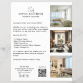 Aangepaste Monogram Foto QR Professioneel Bedrijf Flyer (Voorkant)