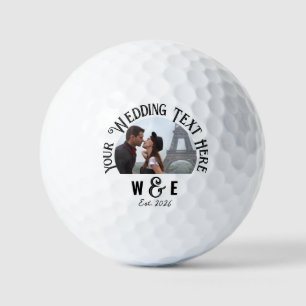 Aangepaste Monogram Foto Tekst Wedding Golf Ballen