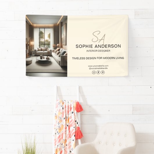 Aangepaste Monogram Fotocrème Professioneel Bedrij Spandoek (Insitu)