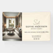 Aangepaste Monogram Fotocrème Professioneel Bedrij Spandoek (Horizontaal)