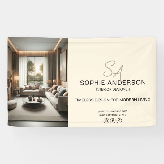 Aangepaste Monogram Fotocrème Professioneel Bedrij Spandoek (Horizontaal)