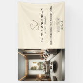 Aangepaste Monogram Fotocrème Professioneel Bedrij Spandoek (Verticaal)