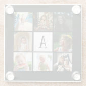 Aangepaste monogram fotomontage fotocollage glazen onderzetter (Achterkant)