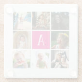 Aangepaste Monogram fotomontage fotocollage Glazen Onderzetter (Achterkant)