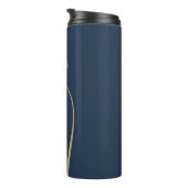 Aangepaste monogram gepersonaliseerd met naam blau thermosbeker (Geroteerd rechts)