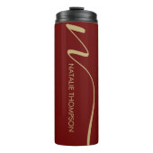 Aangepaste monogram gepersonaliseerd met naam rood thermosbeker (Voorkant)