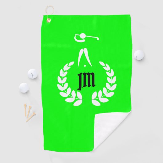 Aangepaste Monogram Gepersonaliseerde Lime Groen Golfhanddoek (Insitu)