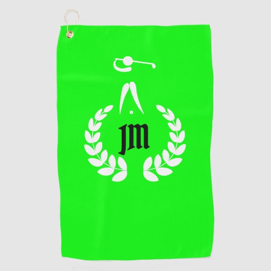 Aangepaste Monogram Gepersonaliseerde Lime Groen Golfhanddoek (Voorkant)