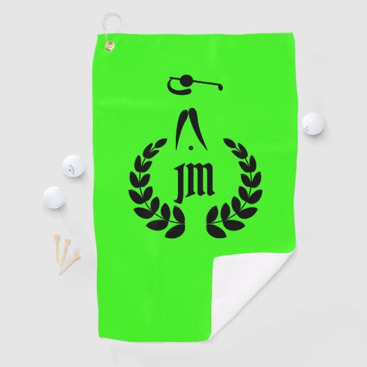 Aangepaste Monogram Gepersonaliseerde Neon Groen Golfhanddoek (Insitu)