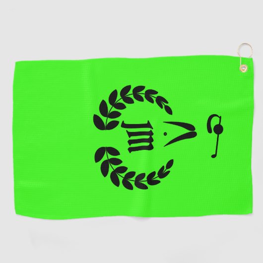 Aangepaste Monogram Gepersonaliseerde Neon Groen Golfhanddoek (Horizontaal)
