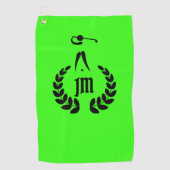Aangepaste Monogram Gepersonaliseerde Neon Groen Golfhanddoek (Voorkant)