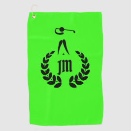 Aangepaste Monogram Gepersonaliseerde Neon Groen Golfhanddoek