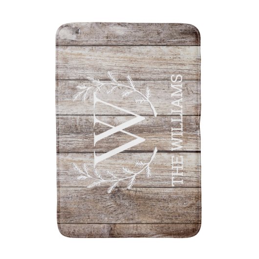 Aangepaste monogram gepersonaliseerde rustieke sch badmat (Voorkant Verticaal)