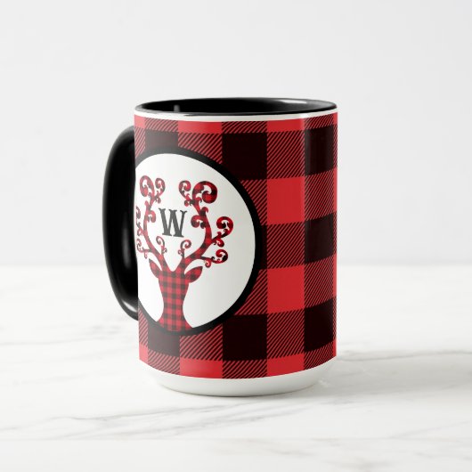 Aangepaste Monogram Geplaagd Rendier Vakantie Koff Mok (Voorkant links)