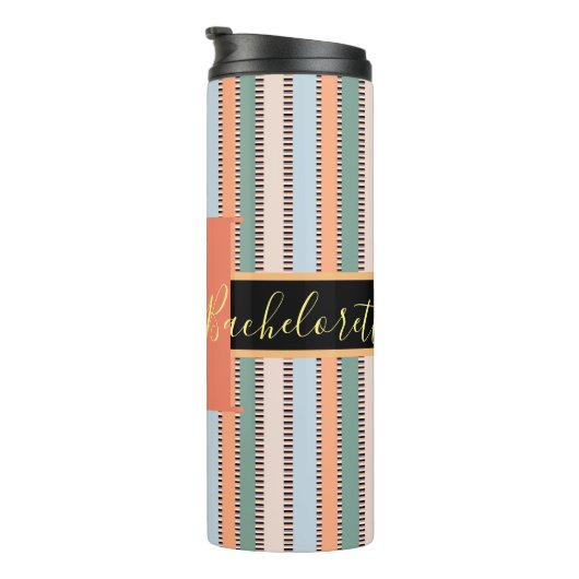 Aangepaste monogram gestreepte bruidsbruid thermosbeker (Geroteerd rechts)