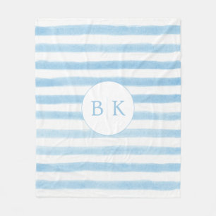 Aangepaste monogram gestreepte Sherpa-deken Fleece Deken