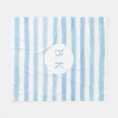 Aangepaste monogram gestreepte Sherpa-deken Fleece Deken (Voorkant (Horizontaal))