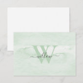 Aangepaste monogram giftige groene Waterverf Bedankkaart (Voorkant / Achterkant)