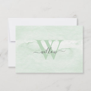 Aangepaste monogram giftige groene Waterverf Bedankkaart