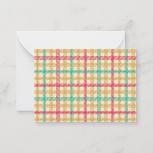 Aangepaste Monogram Gingham patroon dank u Notitiekaartje (Achterkant)