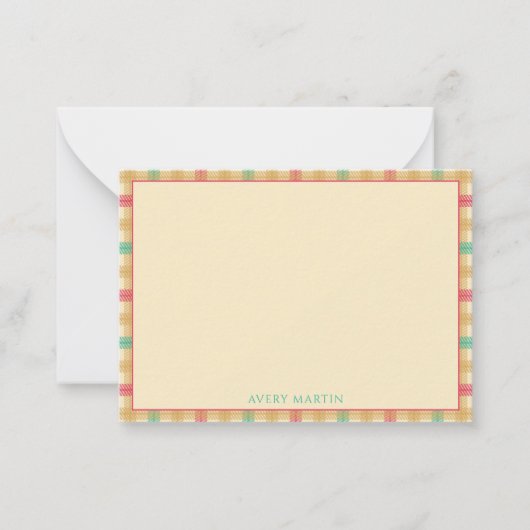 Aangepaste Monogram Gingham patroon dank u Notitiekaartje (Voorkant)