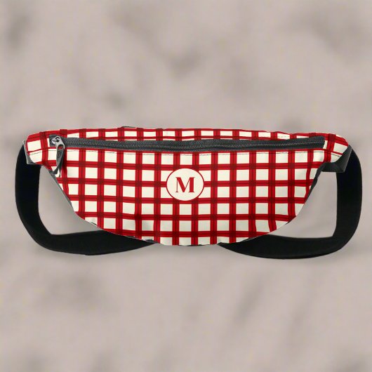 Aangepaste Monogram Gingham rood patroon geometris Heuptasje