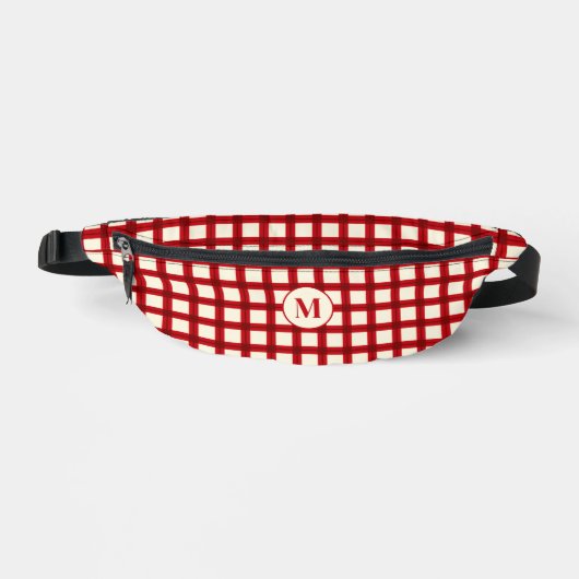 Aangepaste Monogram Gingham rood patroon geometris Heuptasje (Voorkant)