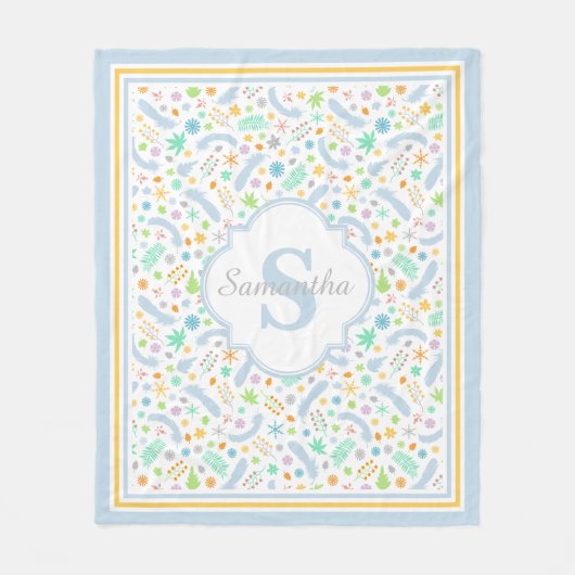 Aangepaste monogram Girl Fleece Blanket, medium (Voorkant)