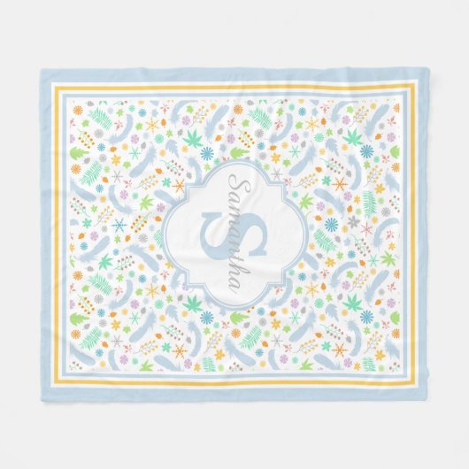 Aangepaste monogram Girl Fleece Blanket, medium Deken (Voorkant (Horizontaal))