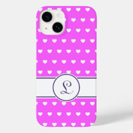 Aangepaste Monogram Girly Pink met schattige witte Case-Mate iPhone 14 Hoesje