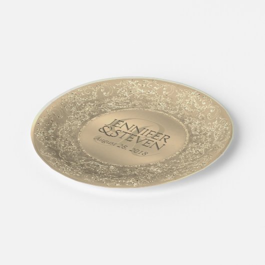 Aangepaste monogram Glam-zegel Papieren Bordje (Gekanteld)