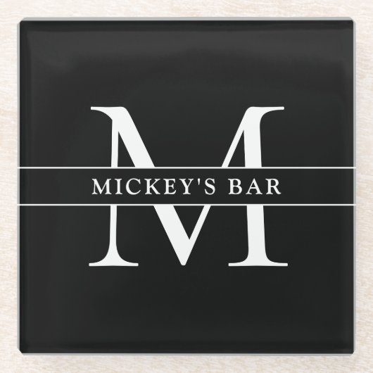 Aangepaste monogram glazen onderzetter (Voorkant)