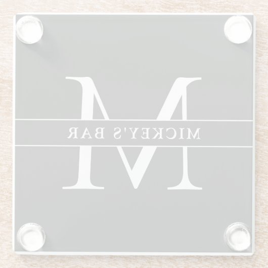Aangepaste monogram glazen onderzetter (Achterkant)