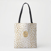 Aangepaste Monogram Gold Cheetah Animal Print Tote Bag (Voorkant)