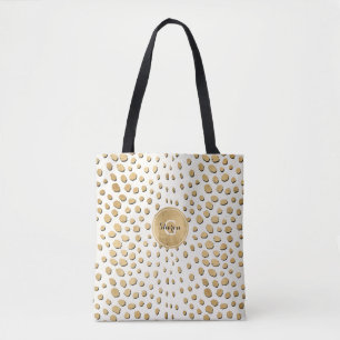 Aangepaste Monogram Gold Cheetah Animal Print Tote Bag