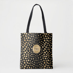 Aangepaste Monogram Gold Cheetah Animal Print Tote Bag