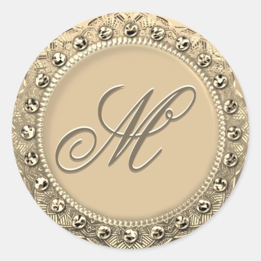 Aangepaste monogram Gold Seal Ronde Sticker (Voorkant)