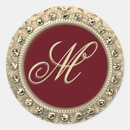 Aangepaste monogram Gold Seal Ronde Sticker (Voorkant)