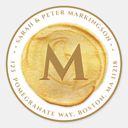 Aangepaste monogram Gold ticker Ronde Sticker (Voorkant)