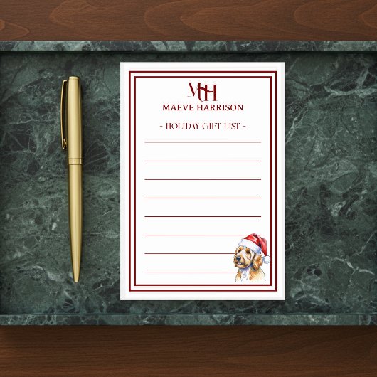 Aangepaste Monogram Golden Doodle Holiday Gift Lis Post-it® Notes