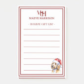 Aangepaste Monogram Golden Doodle Holiday Gift Lis Post-it® Notes (Voorkant)