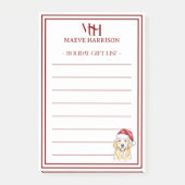 Aangepaste Monogram Golden Retriever Holiday Gift  Post-it® Notes (Voorkant)