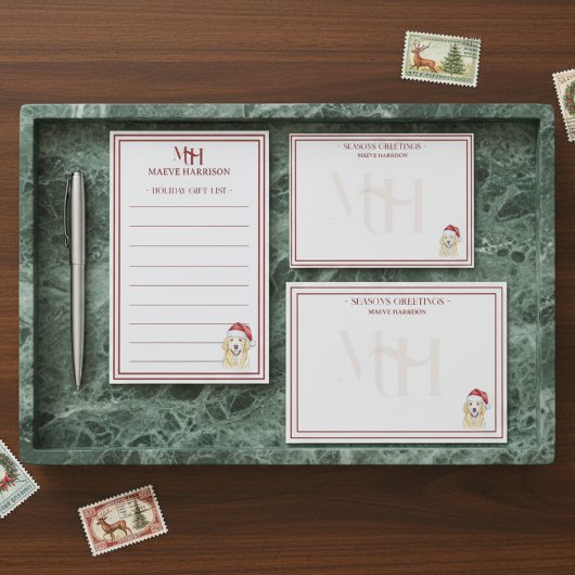 Aangepaste Monogram Golden Retriever Holiday Gift  Post-it® Notes