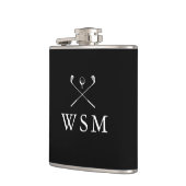 Aangepaste monogram Golf Clubs zwart-wit Heupfles (Links)