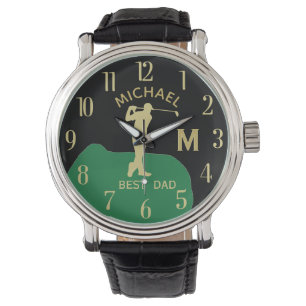Aangepaste monogram Golf Naam Beste pap Gfit Horloge